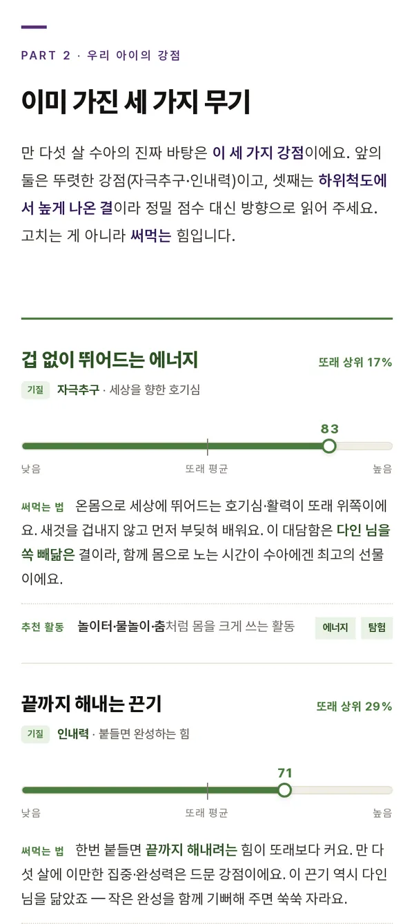 마주봄 편 리포트 견본 — 아이의 강점